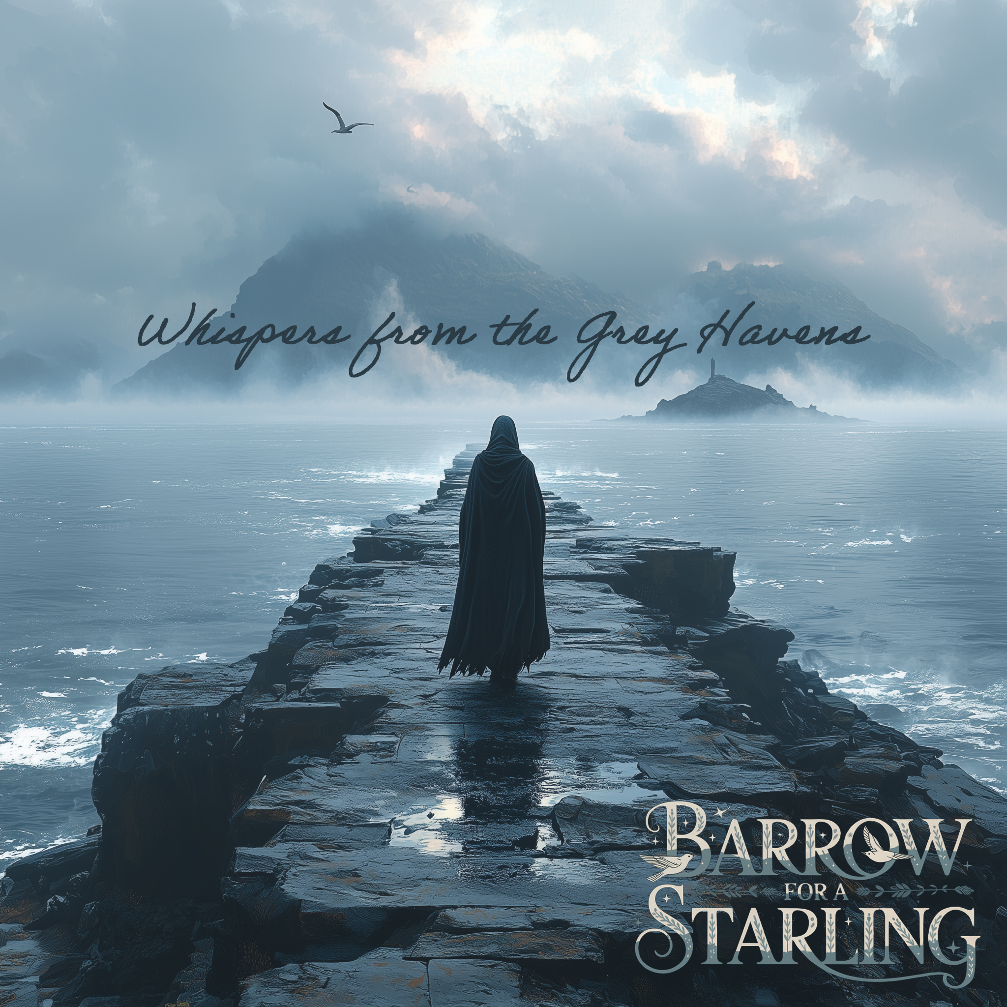Cover art for Whispers from the Grey Havens by Barrow for a Starling